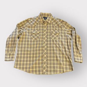 Men’s Wrangler Western Pearl Snap Button Down Shirt | 2XL | Beige Blue Burgundy